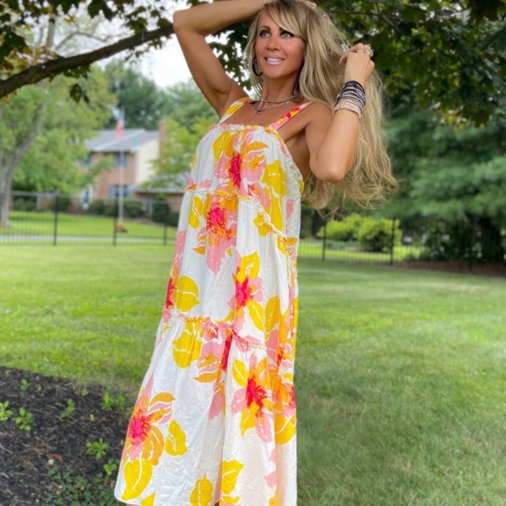$128 NWOT FREE PEOPLE Moonshine Midi Dress M - Picture 3 of 7